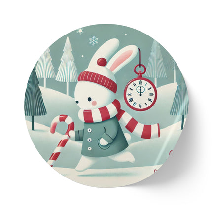 Candy Cane Timekeeper Bunny Round Sticker Label Rolls