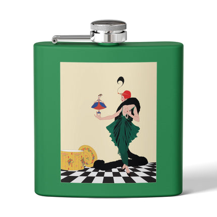 The Marionette Stainless Steel Flask – Theatrical Glamour & Cabaret Elegance