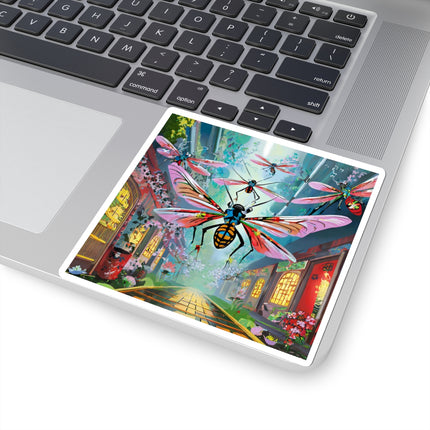Neon Swarm Kiss-Cut Stickers (4 Sizes)