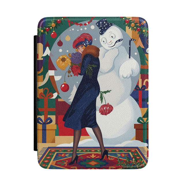 ☃️🎄 The Snowman's Christmas Companion Kindle Case – Art Deco Holiday Fantasy