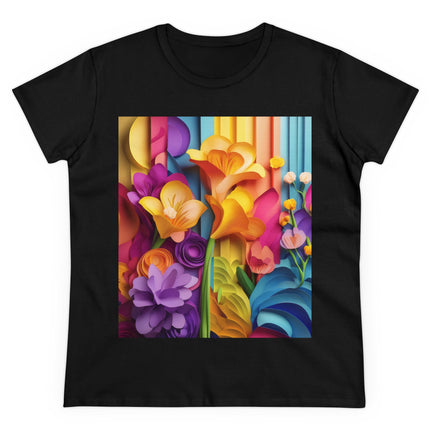 The Graceful Freesia Women's Midweight Cotton Tee