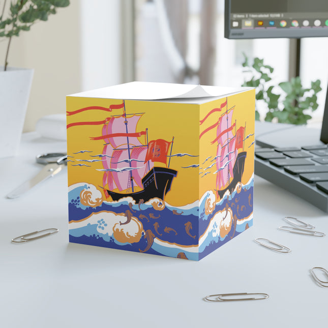 Golden Seas and Whimsical Dreams Note Cube