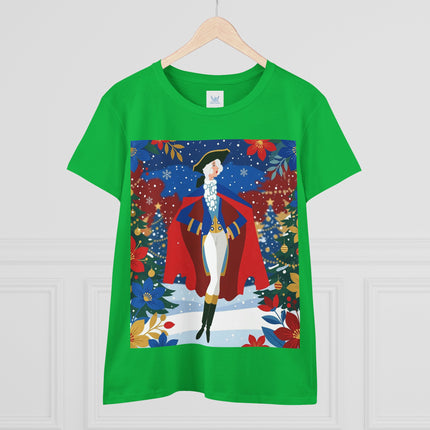 🎄🎭 The Christmas Masquerade Lady Cotton Tee – Art Deco Holiday Glamour