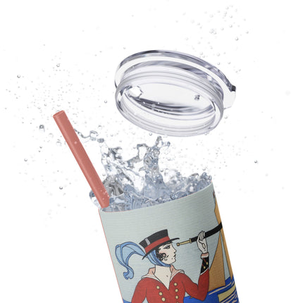 Costume de Yacht by George Barbier Skinny Tumbler with Straw, 20oz
