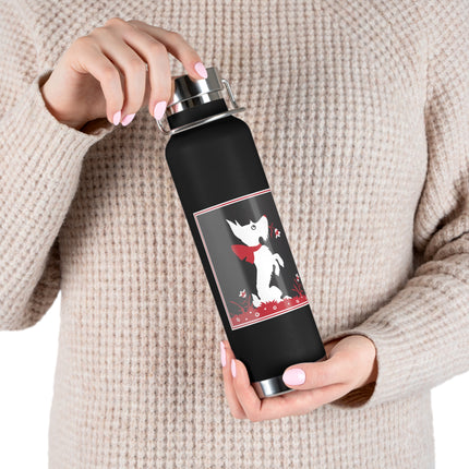The Enchanting White Terrier with a Red Bow Copper Vacuum Insulated Bottle, 22 oz