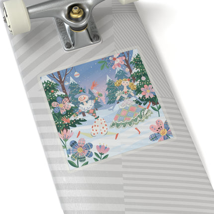🎭🎄 The Christmas Harlequin Dance Kiss-Cut Sticker – Whimsical Holiday Fantasy