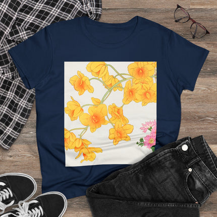Golden Bow Orchid Women's Midweight Cotton Tee
