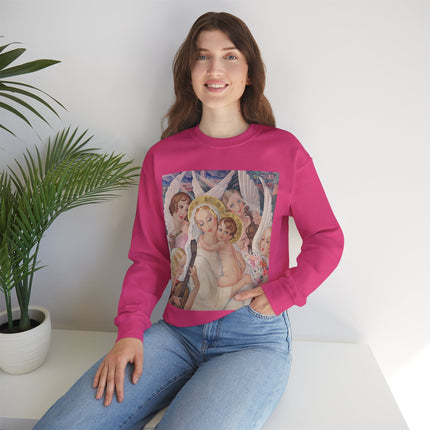 Madonna with Child Surrounded by Musical Angels by Gerda Wegener Heavy Blend™ Crewneck Sweatshirt