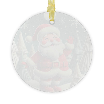 Santa's Joyful Night Glass Ornament