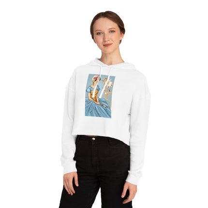 The Enchanting Painter: A Fairy's Artistic Touch Women’s Cropped Hooded Sweatshirt