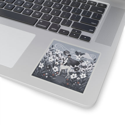🖤🌸 The Greyhound Floral Promenade Kiss-Cut Stickers – Art Deco Monochrome Fashion