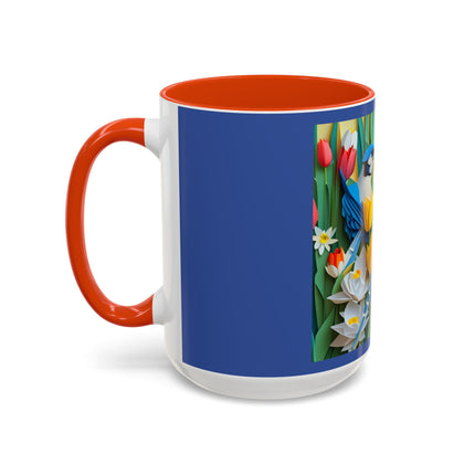 Blue Jays in a Spring Garden Colorful Mugs (11oz, 15oz)