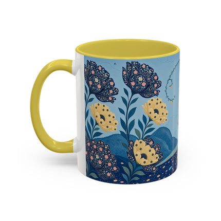 🌼🦋 The Enchanted Butterfly Garden Promenade Colorful Mug – Art Deco Floral Whimsy