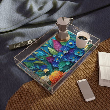 Ethereal Moonlit Lake Acrylic Serving Tray