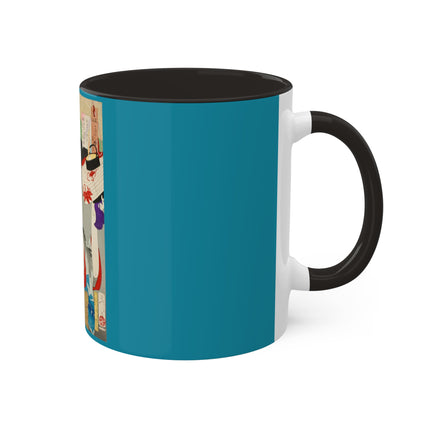 Looking Observant; The Appearance of a Kyoto Waitress of the Meiji Era by Tsukioka Yoshitoshi Colorful Mugs, 11oz
