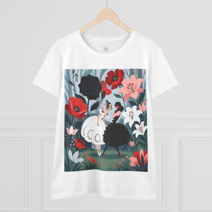 🌹🖤 The Midnight Rose Garden Cotton Tee – Art Deco Floral Fashion