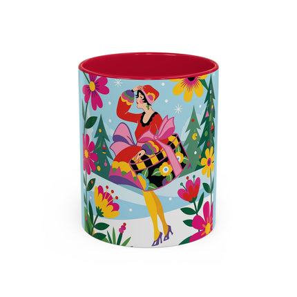 🌸🎄 Christmas In The Winter Garden Colorful Mug – Whimsical Holiday Fantasy