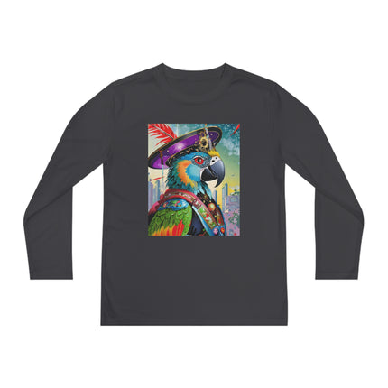 Tech Plumes Youth Long Sleeve Competitor Tee – Neon Wings & Cyberpunk Adventure
