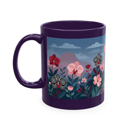 🖤🌸 The Lady Of The Striped Orchid Garden Ceramic Mug – Art Deco Fashion Elegance