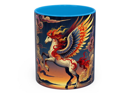 Flame-Winged Horse at Sunset Colorful Mugs (11oz, 15oz)