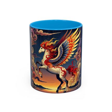 Flame-Winged Horse at Sunset Colorful Mugs (11oz, 15oz)