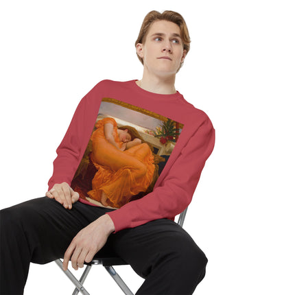 Flaming June by Frederic Leighton Unisex Garment-Dyed Sweatshirt