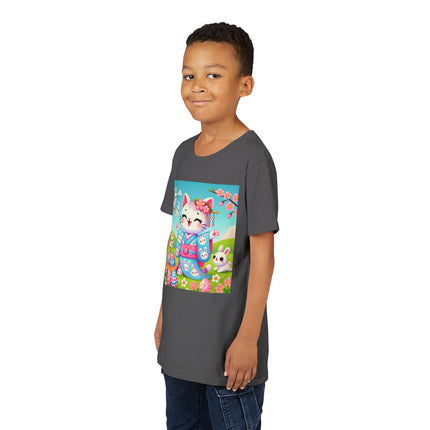Springtime Kitten’s Easter Joy Youth Short Sleeve Tee