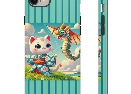 Geisha Kitten and the Dragon Kite Phone Cases