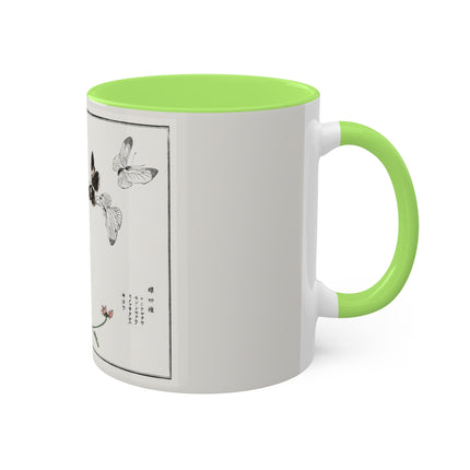 Butterflies and flower illustration by Morimoto Toko Colorful Mugs, 11oz