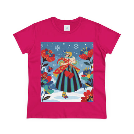 ❤️❄️ The Winter Heart Messenger Cotton Tee – Art Deco Winter Enchantment