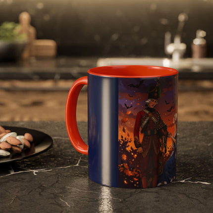 🎃💙 The Pumpkin Lantern Courtship Colorful Mug – Romantic Halloween Elegance