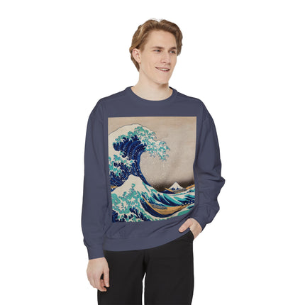 The Great Wave off Kanagawa by Katsushika Hokusai Garment-Dyed Sweatshirt