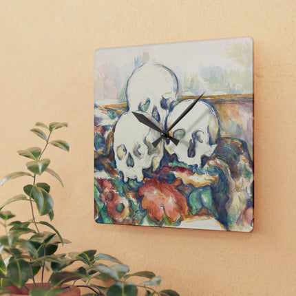 The Three Skulls by Paul Cézanne Acrylic Wall Clock, Round and Square