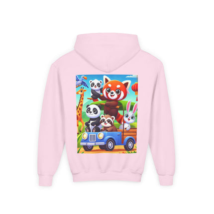 Safari Friends on the Move Youth Hooded Sweatshirt – Adventure, Friendship & Sunny Fun