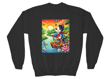 Sailor Kitten’s River Adventure Youth Crewneck Sweatshirt