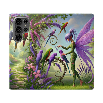🧚🦜 Lavender-Winged Fairy Flip Case – Dreamy Elegance & Spring Whimsy