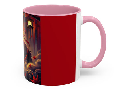 Regal Crimson Crane in the Autumn Mist Colorful Mugs (11oz, 15oz)
