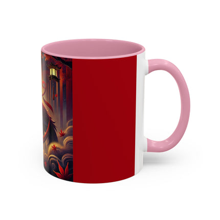 Regal Crimson Crane in the Autumn Mist Colorful Mugs (11oz, 15oz)