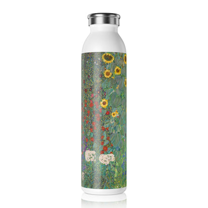 Farm Garden with Sunflowers by Gustav Klimt Slim Water Bottle