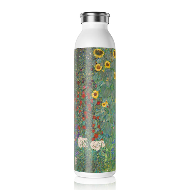 Farm Garden with Sunflowers by Gustav Klimt Slim Water Bottle