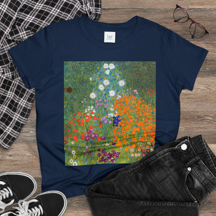 Cottage Garden by Gustav Klimt Women's Midweight Cotton Tee