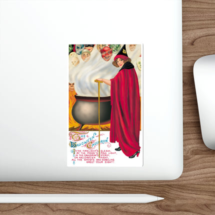 The Hallowe'en Cauldron In the Firelight's Gleam Die-Cut Stickers (5 Sizes)