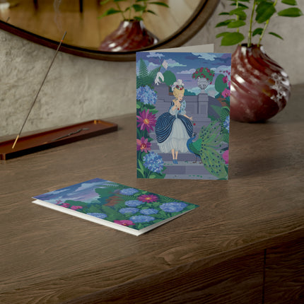 🦚🌸 The Lady Of The Peacock Garden Greeting Card – Art Deco Floral Elegance