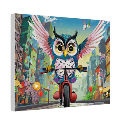 Cycling Owl Matte Canvas, Stretched, 0.75"