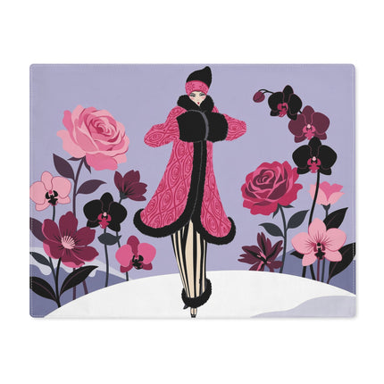 🌹❄️ The Lady Of The Winter Rose Garden Placemat – Art Deco Christmas Elegance
