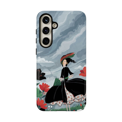 🌧️🌺 The Stormy Flower Walk Phone Case – Art Deco Floral Fashion