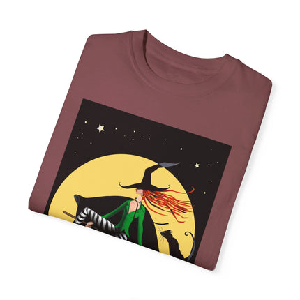 A Witch’s Moonlit Flight Unisex Garment-Dyed T-shirt
