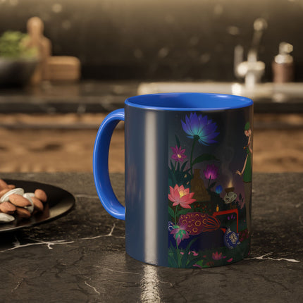 Moonlit Incense Ceremony Colorful Mugs – Art Deco Meditation Garden
