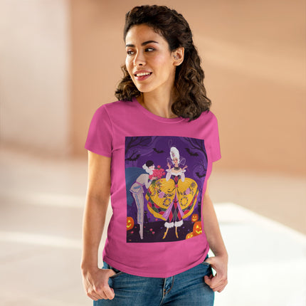 🎭🌹 The Harlequin Rose Masquerade Cotton Tee – Theatrical Halloween Romance