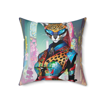Cyber Cat Glamour Spun Polyester Square Pillow